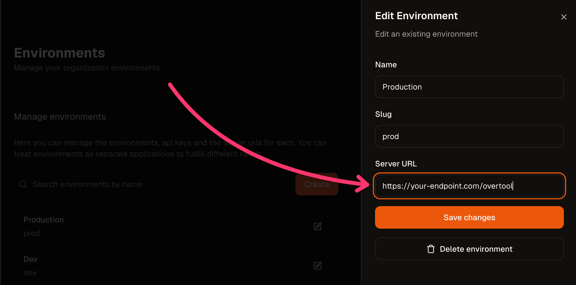 add server url in your dashboard